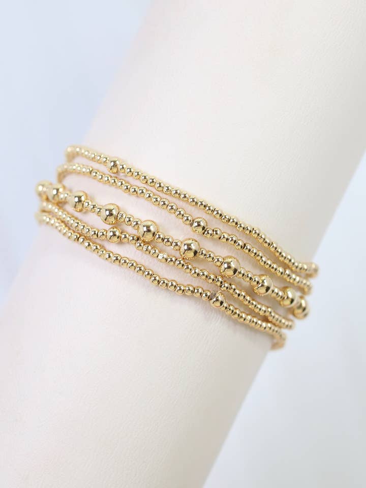 Anadarko Beaded Bracelet Set Gold for wholesale by Caroline Hill