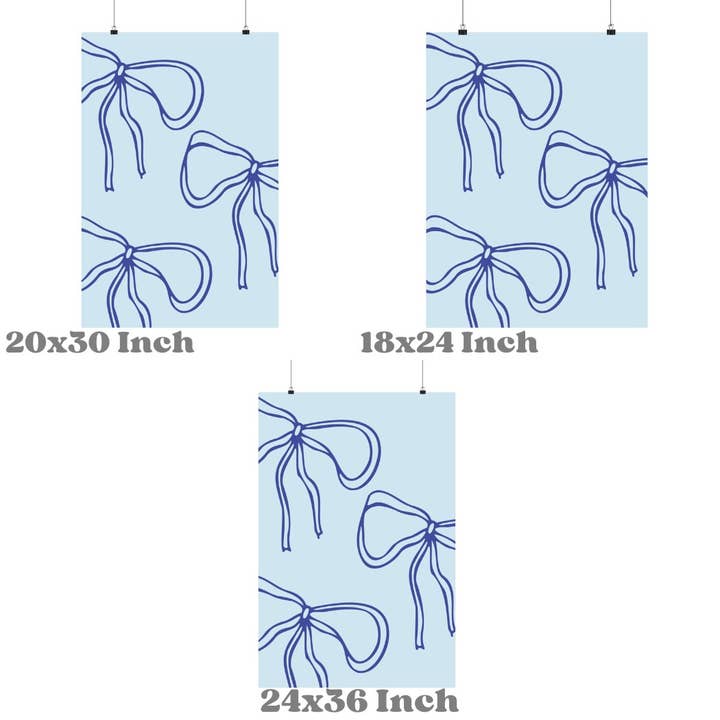 CLM Creative Studio - Wholesale Art Print - Navy Hand Drawn Bows Wall Art Prints 1
