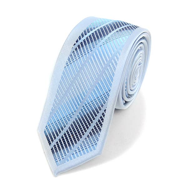 Blue Microfiber Poly Woven 2.25" Slim Panel Tie for wholesale by Selini New York