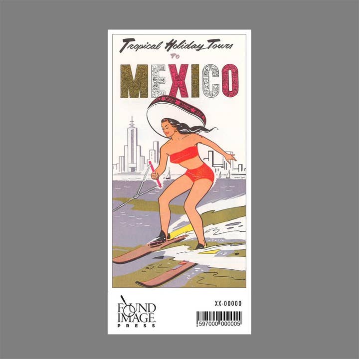 Found Image Press - Wholesale Sticker - Sticker MX-231 Woman Waterskiing in Sombrero1