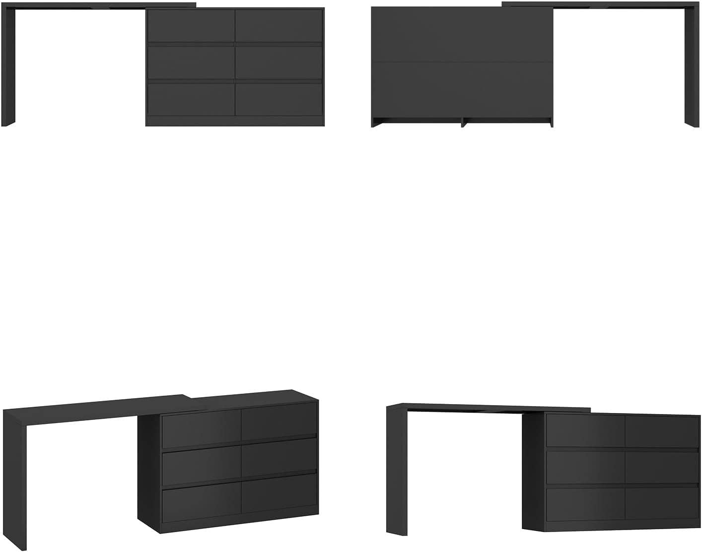 Black 6 Drawer Dresser With Rotatable Extendable Tabletop for wholesale on Faire6