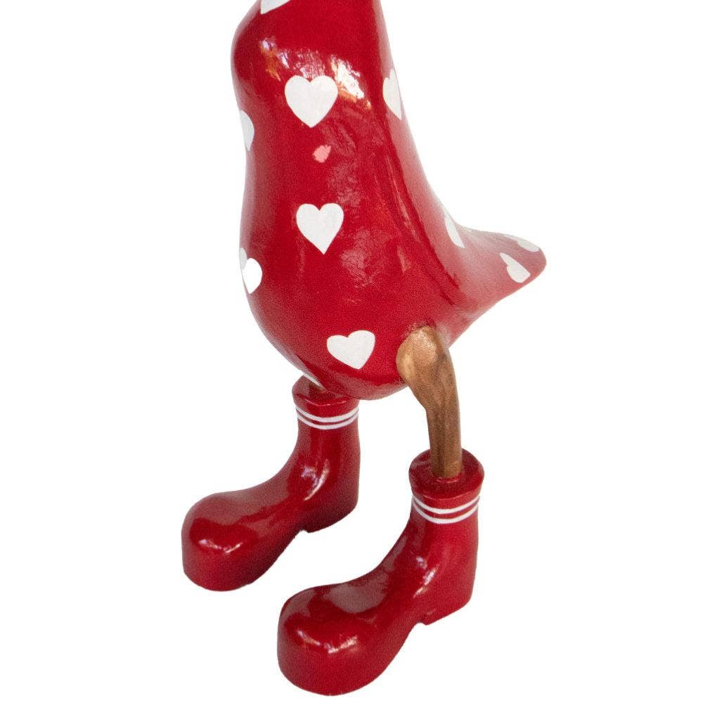 Shared Earth - Wholesale Decorative Figurine - Duck Red with Hearts Bamboo Root 44cm2