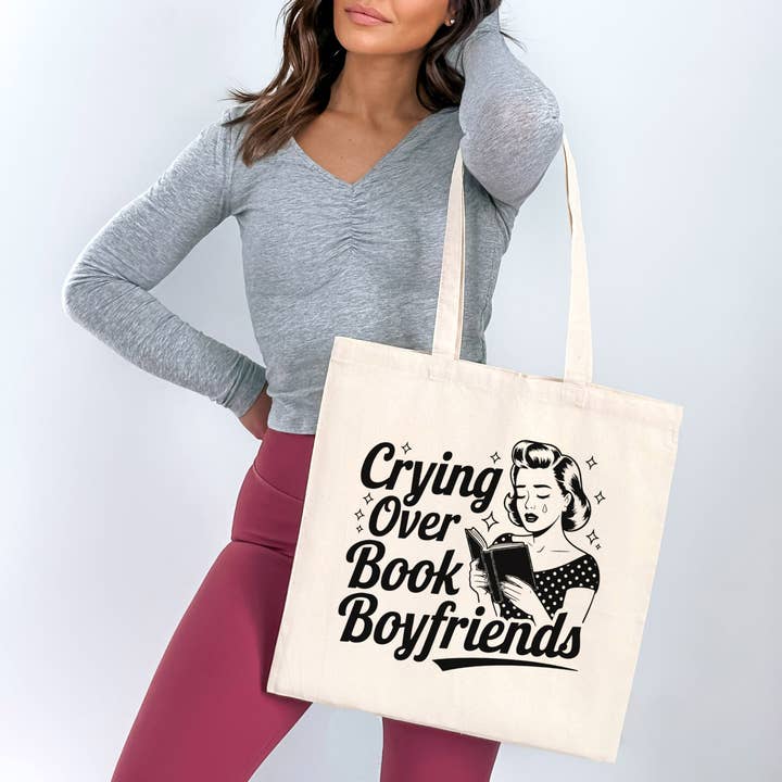 Crying Over Book Boyfriends Canvas Tote Bag for wholesale by DaisyChainDesignCo
