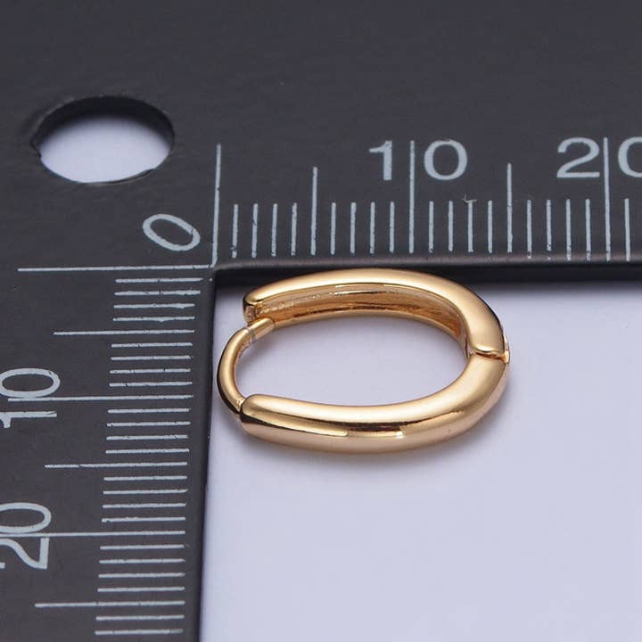 Aim Eternal - Wholesale Huggie Earrings - Minimalist Gold Oval U Shaped Huggie Oblong Hoops Earrings