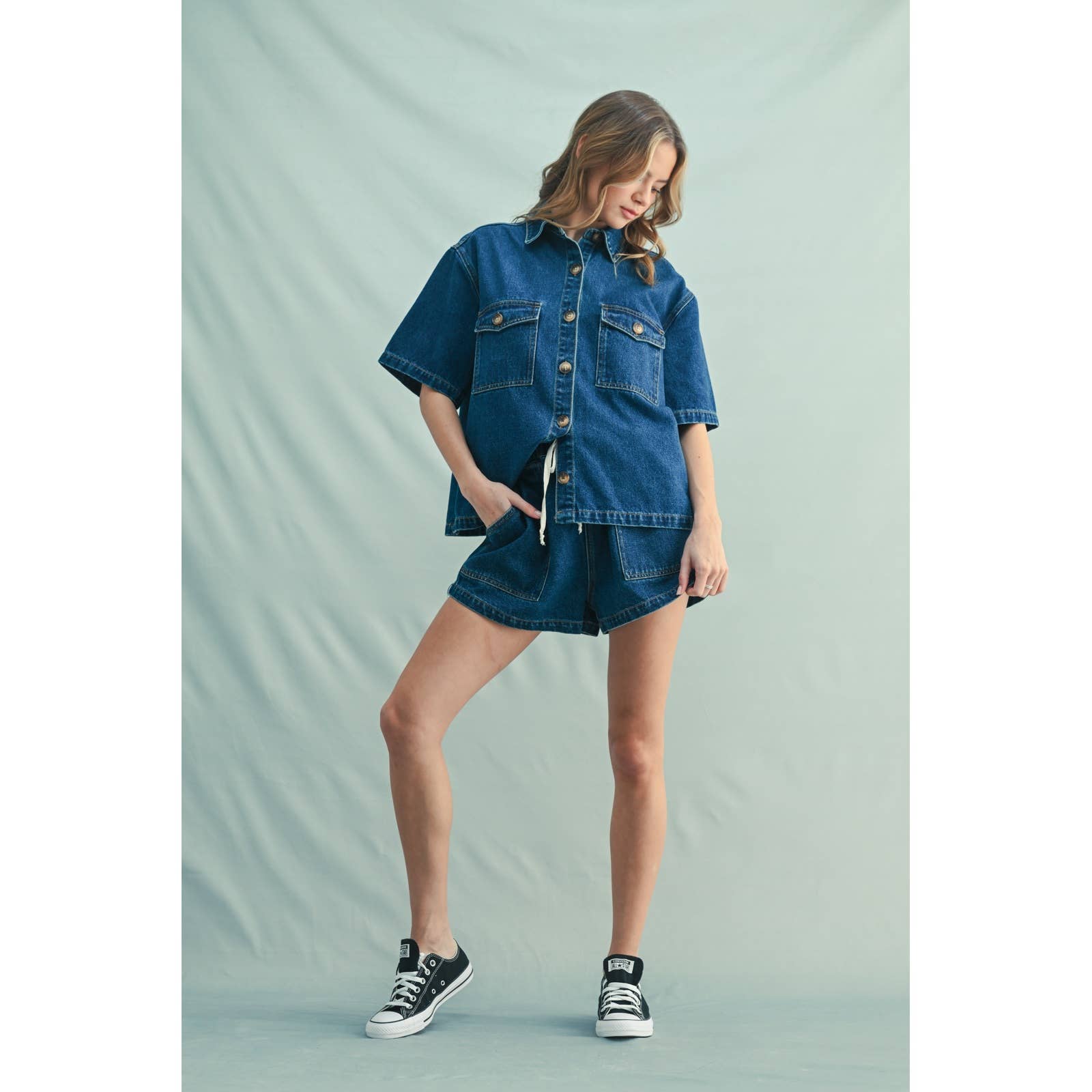 Wishlist Apparel - Wholesale Shorts - Women's - DENIM SHORTS WITH DRAWSTRING / WL25-11256B3