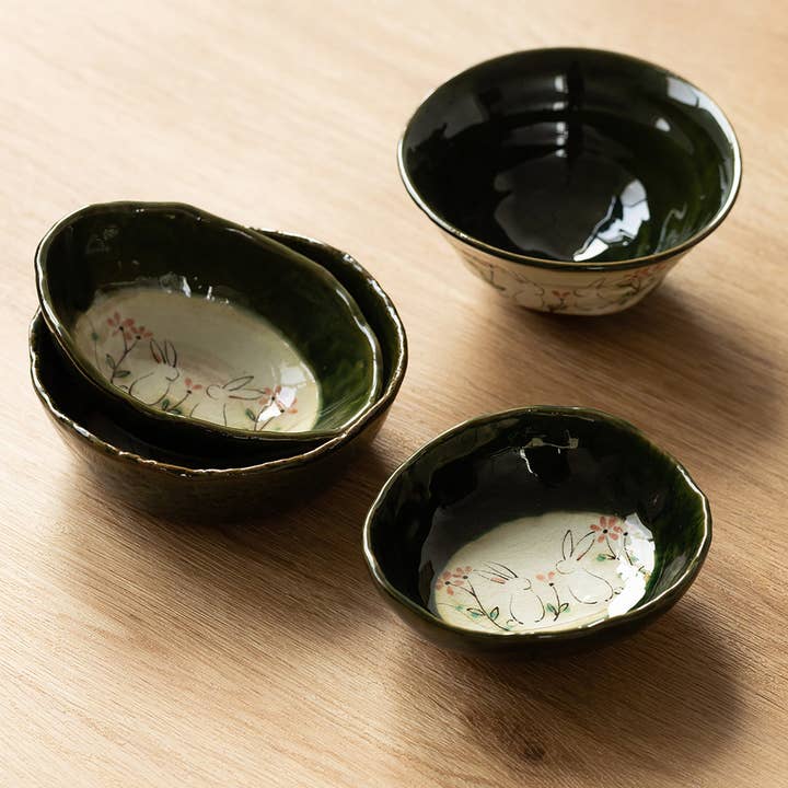MinoCraft - Wholesale Bowl - Seto-yaki bowl with Oribe rabbit design8