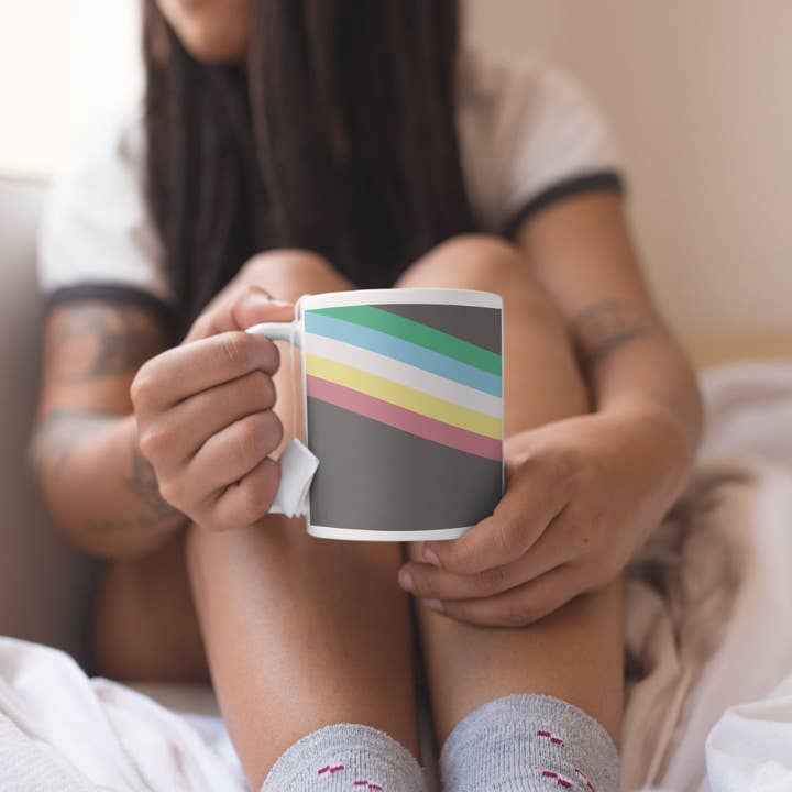 Rainbow & Co – wholesale Coffee mug – Disability Pride Flag Mug4
