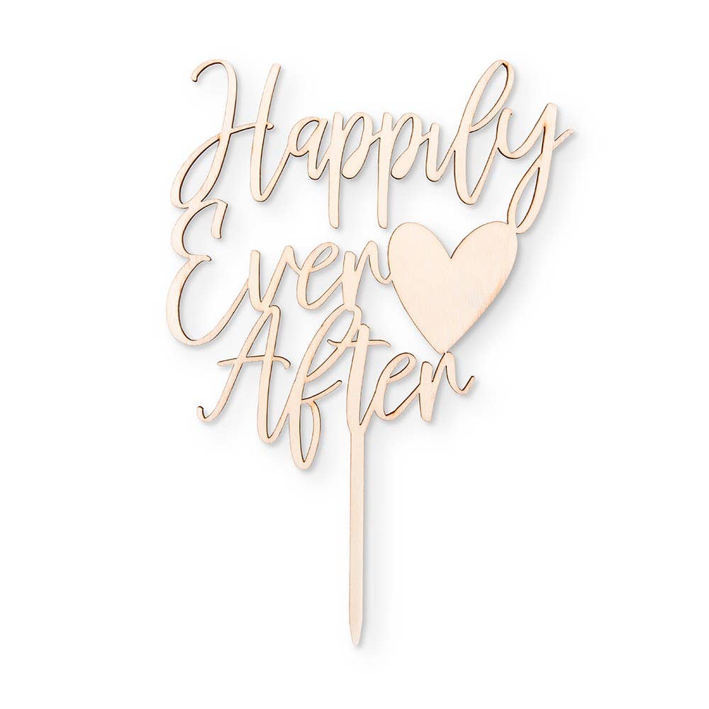 Weddingstar Inc. - Wholesale Cake/Cupcake Topper - Natural Wood Cake Topper Decoration - Happily Ever After2