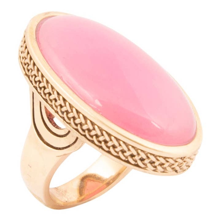 Bague Statement Dorée Jade Rose Ovation pour la vente par Barse Jewelry