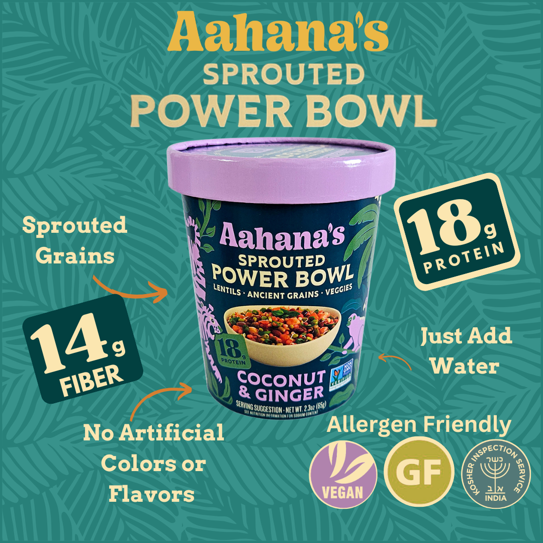 Aahana's Naturals - Wholesale Shelf Stable Prepared Meal - Coconut & Ginger - Sprouted Power Bowl - Vegan, Gluten-Free1