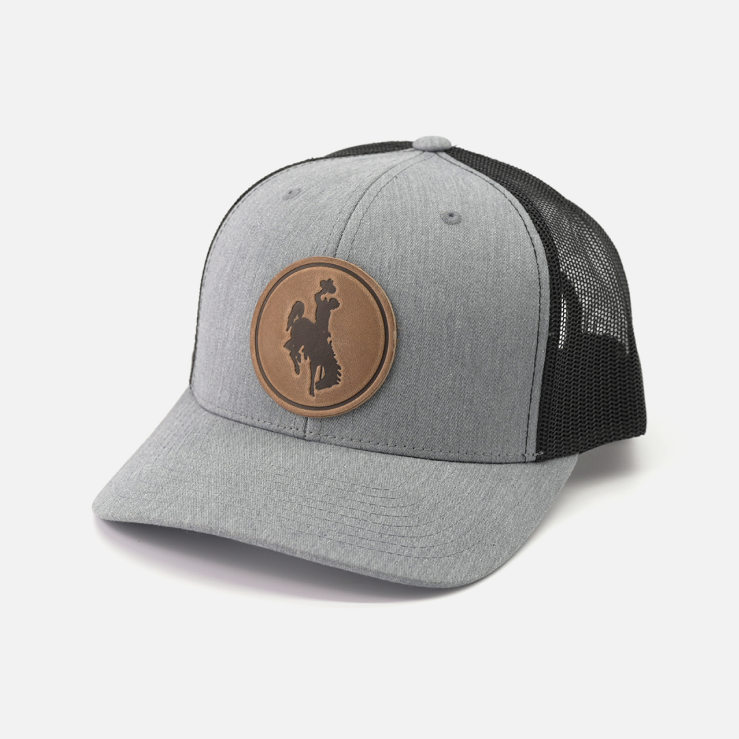 Range Leather Co. - Wholesale Trucker Hat - Unisex - Steamboat Hat - University of Wyoming Leather Patch Hat13