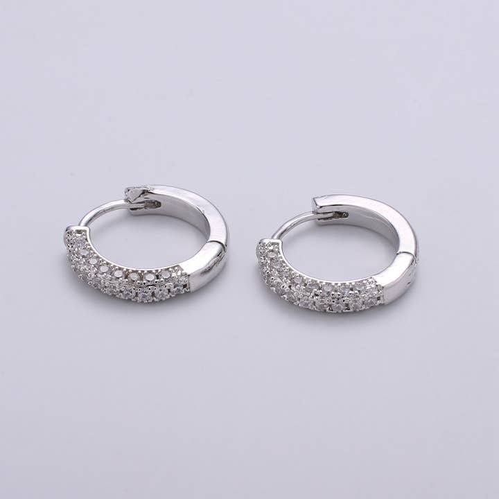 Aim Eternal - Wholesale Huggie Earrings - 1 pair 14k Gold Filled Minimalist Earring Dainty CZ Huggie Hoop Earrings Silver Earring 18mm Q113-Q1151