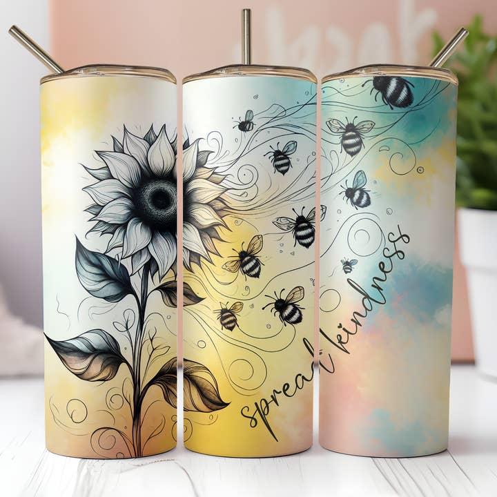 Inspirational Sunflower "Spread Kindness" Tumbler for wholesale by FloBama Girls Wholesale