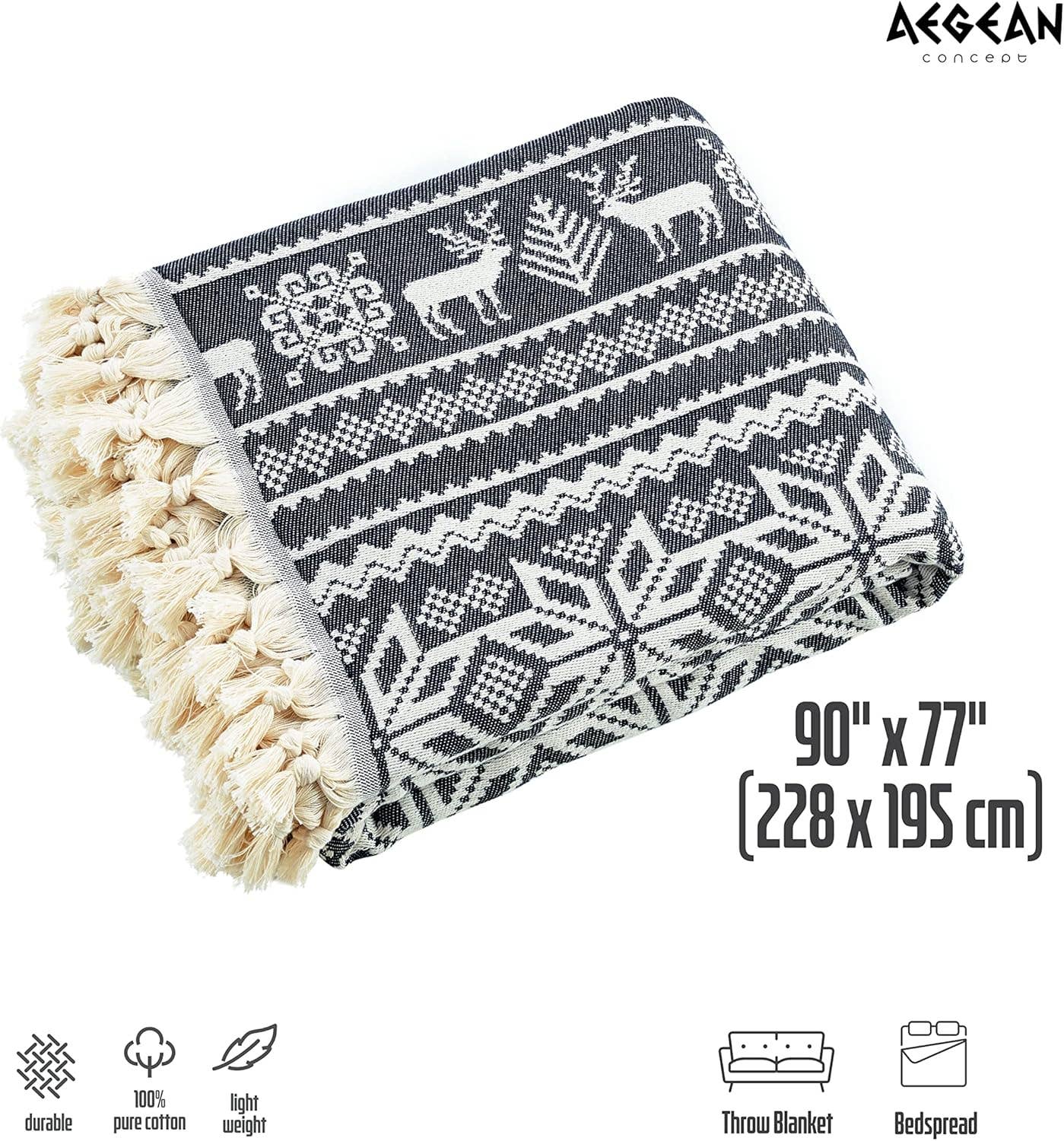 westmarkusa corp - Wholesale Bedding Blanket - 90x77 Inches Oversized Queen Deer Muslin Cotton Blanket, Hand-Woven Boho Style, Plush and Fluffy for Winter, Soft Lightweight Bedding Essential for Bed, Couch3