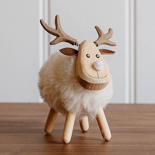 Small White Wooden Reindeer for wholesale by We Love Seasons Ltd