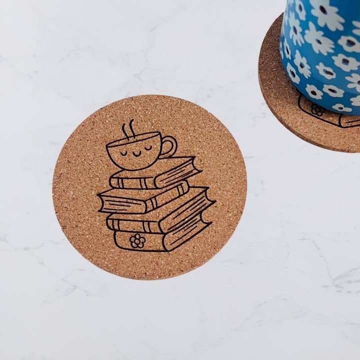 Drink Tea, Red Books, Be Happy | Cork Coasters for wholesale by Write Me Wicked