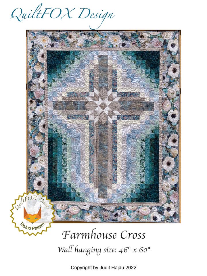 Bondgårdskors, väggbonad: 46 ”x 60" - täcke mönster för wholesale av Quiltfox Design