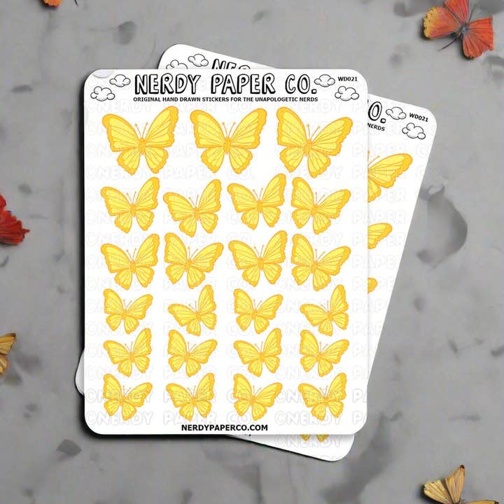 Borboletas 'Encantadas' - Autocolantes Planner Desenhados à Mão - WD021 por atacado de NERDY PAPER CO.