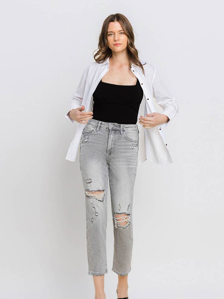 SUPER HIGH RISE MOM JEANS F4636 for wholesale by FLYING MONKEY