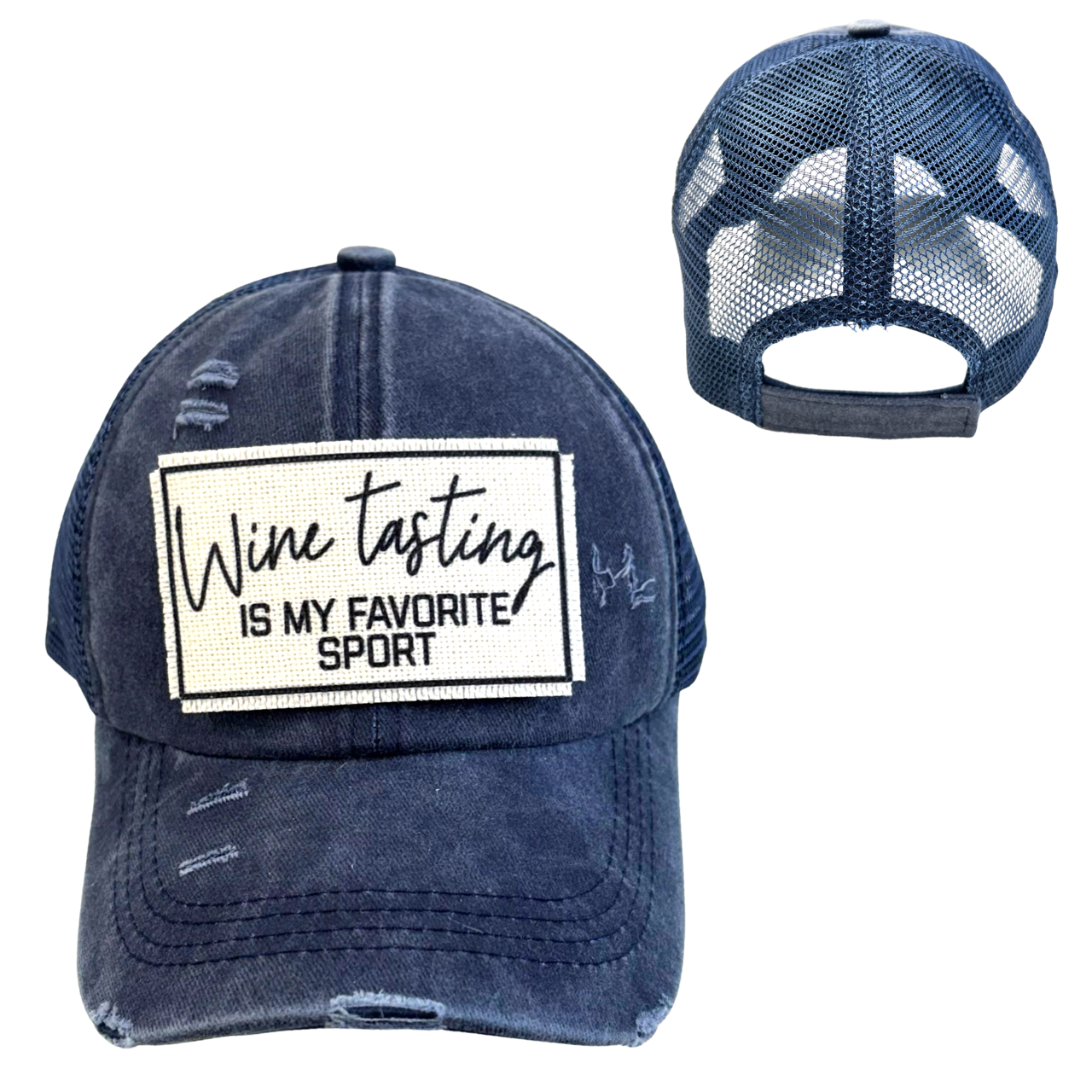 dkhandmade - Wholesale Trucker Hat - Unisex - WINE TASTING IS MY FAVORITE SPORT | UNISEX HAT | DISTRESSED4