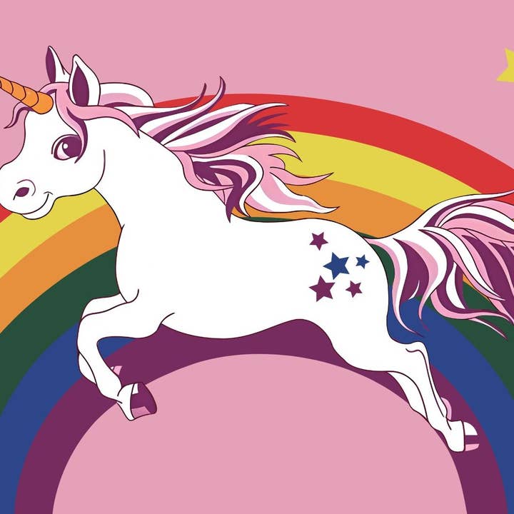 Roze eenhoorn met regenboog (gay pride) 5'x3' voor wholesale door Worldwide Flags Ltd