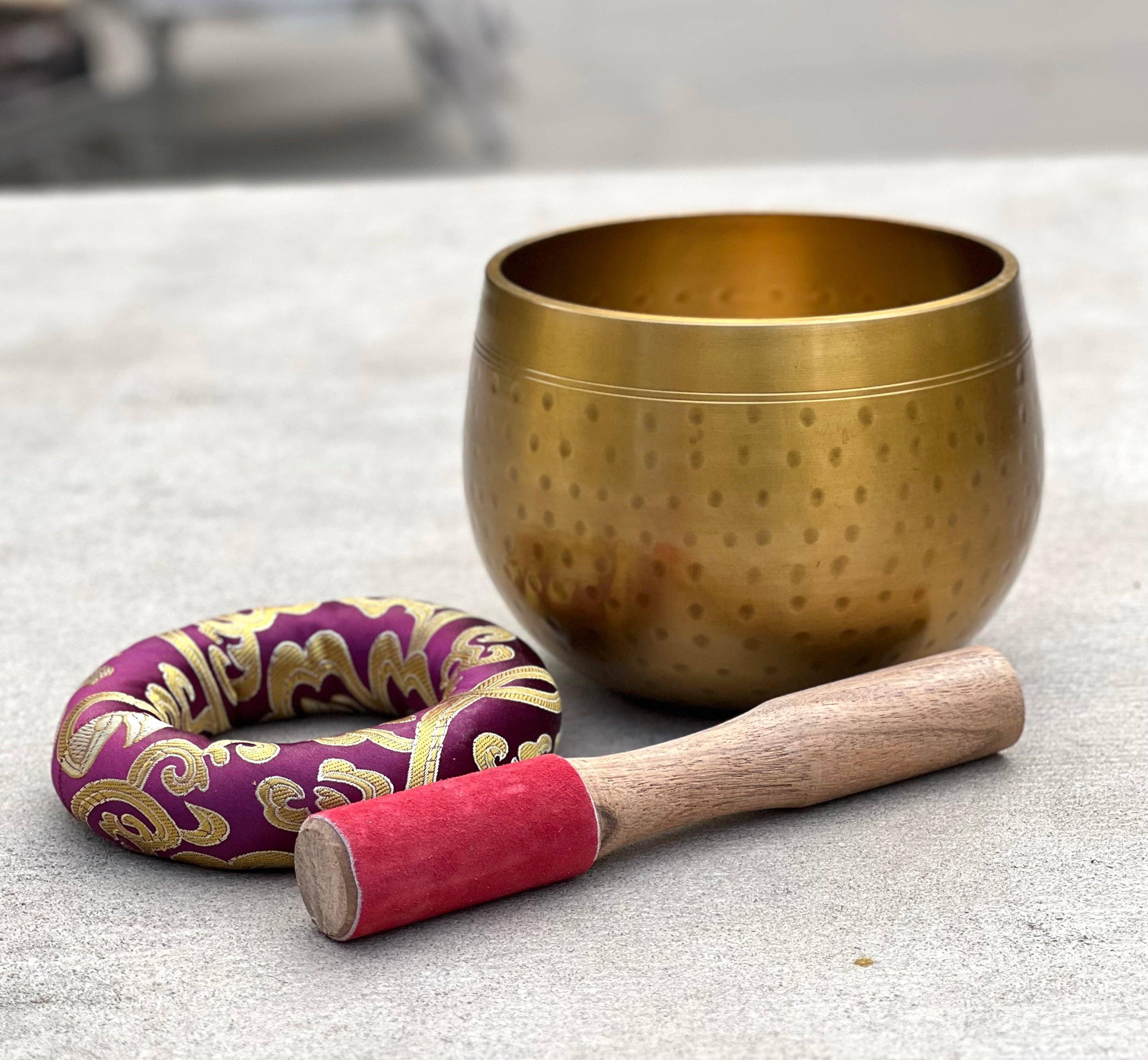 Lungta Imports - Wholesale Meditation Supplies - Tibetan 5.5" Pro Deep Meditation Singing Bowl Complete Set ~ Yoga, Mindfulness, Spiritual & Chakra Healing ~10