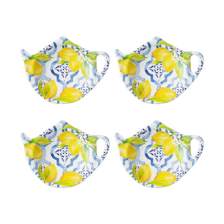 4-Piece Lovely Lemon Melamine Tea Bag Holders for wholesale by Supreme Housewares