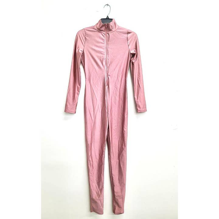 Uptown Apparel - Wholesale Jumpsuit - Women's - J5207 Shiny Front Zipper Stretch Catsuit