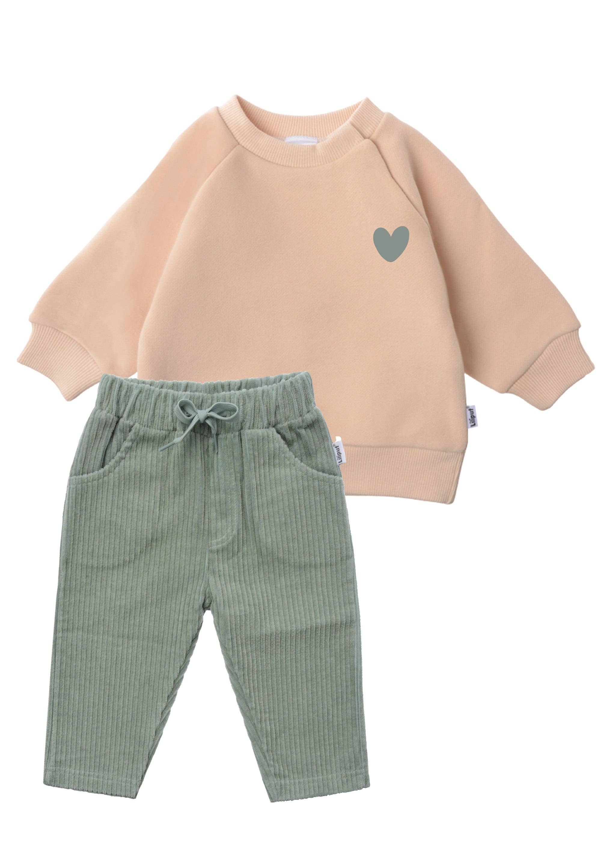 Liliput – wholesale Top & trouser set – Kids – 2-piece set with sweatshirt in beige and corduroy pants in reed2
