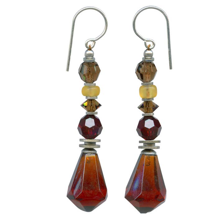 476 - BOUCLES D'OREILLES NUANCES DE TOPAZE, CRISTAL GRENAT, ARGENT pour la vente par Owen Glass Collection