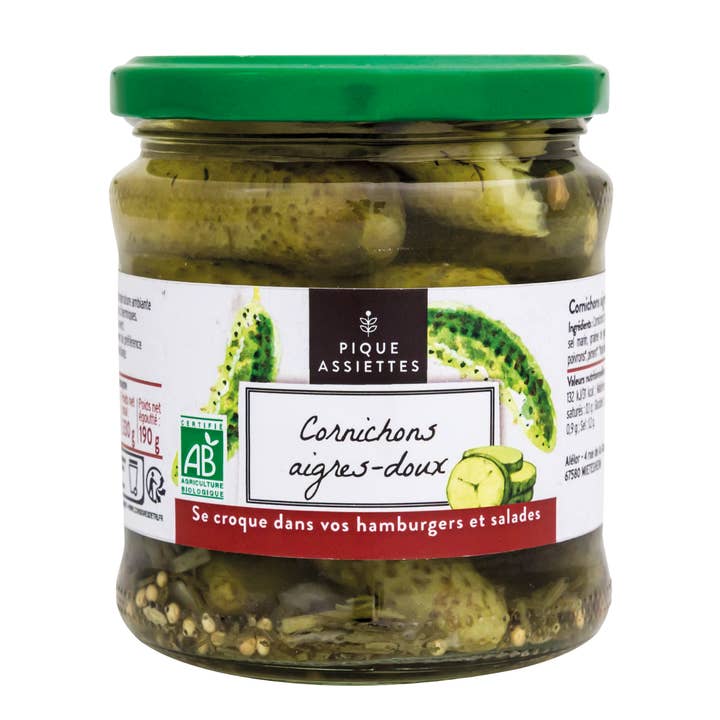 Organic Sweet and Sour Pickles 37Cl for wholesale by PIQUE ASSIETTES