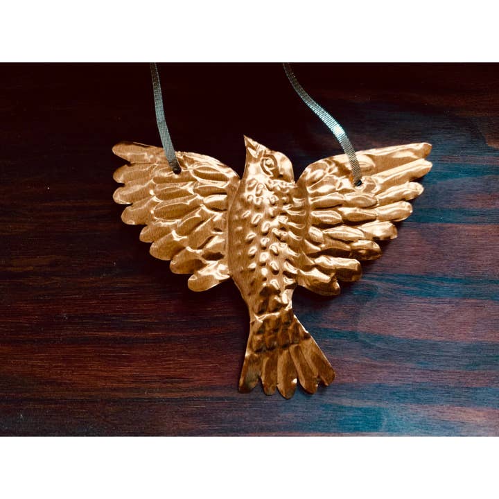 Foot Range Mountain - Wholesale Wall Accent - Handmade Embossed Copper/Tin Bird Wall Art In Folk Style