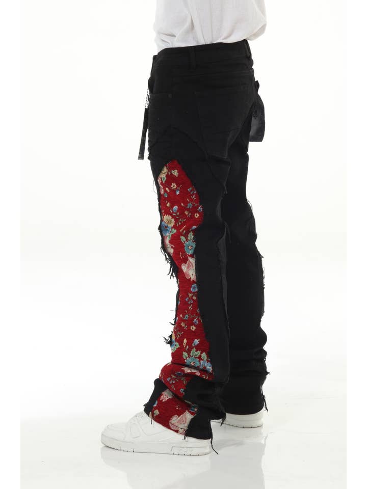 Stylo - Wholesale Jeans - Men's - Blk/Red Denim Tapestry Stack4