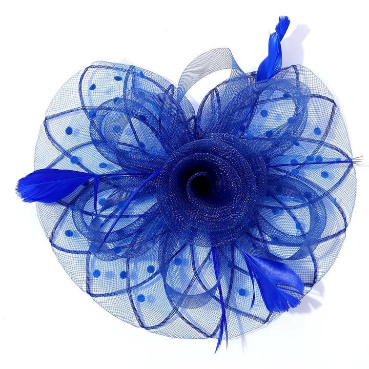 Diacly - Wholesale Fascinator Hat - Women's - Bold Polka Dot Mesh Flowers Top Flappy Fascinator 016