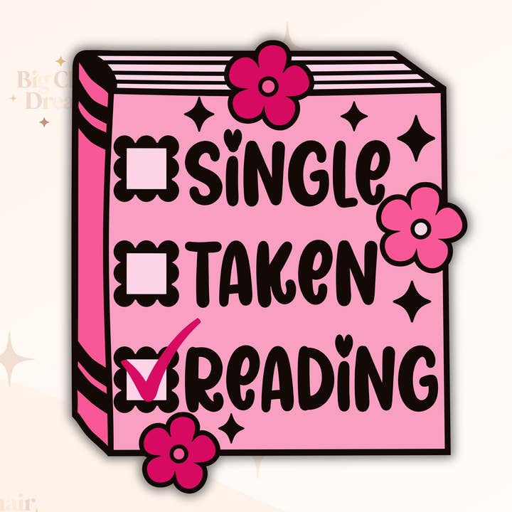 Single Taken Reading Book Sticker -Funny Valentine's Sticker for wholesale by Big Chair Dreams