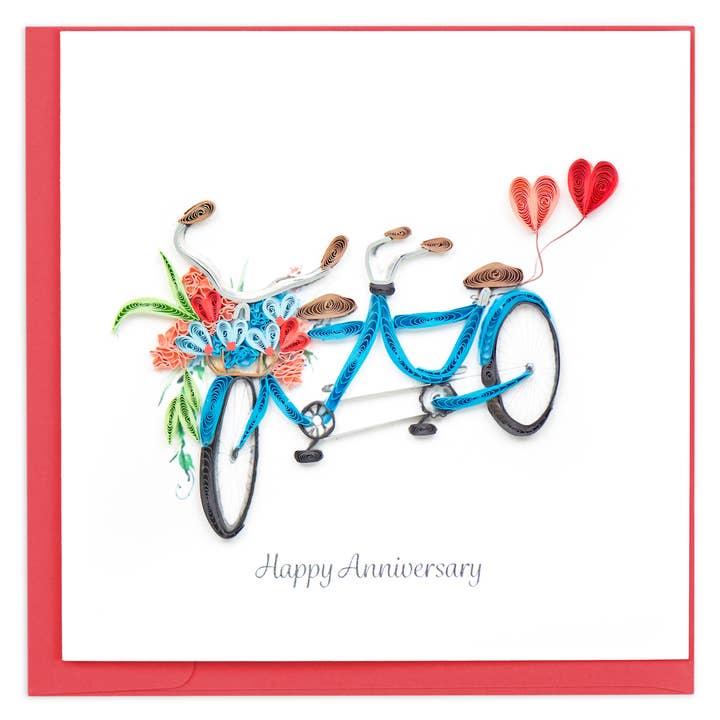 Quilling Card - Venta al por mayor Tarjetas de aniversario - Tarjeta de felicitación para bicicleta en tándem con forma de quilled