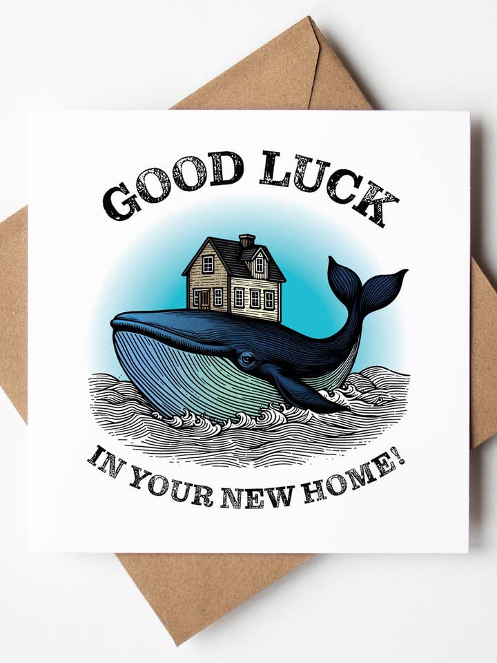 Veel geluk in je nieuwe huis! Walviskaart (set van 6) voor wholesale door Sweary Card Lady