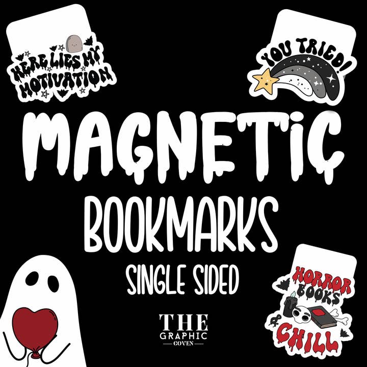 Single Sided Magnetic Bookmarks for wholesale by The Graphic Coven