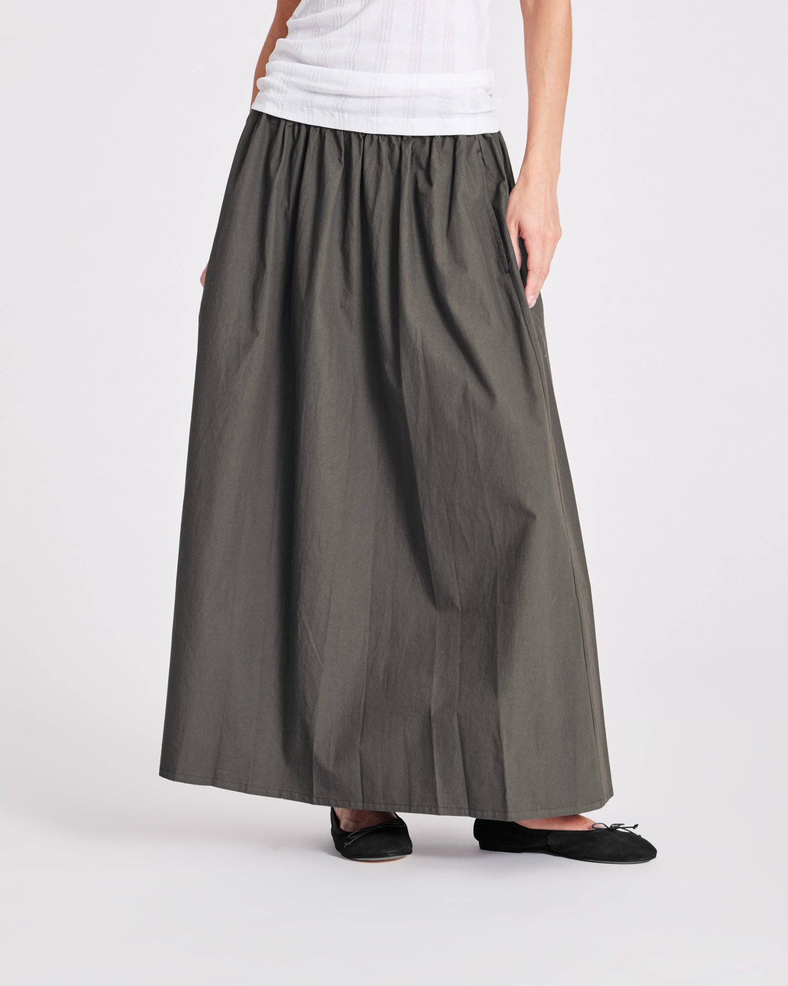 gai-lisva - Wholesale Skirt - Women's - Astrid Long Skirt Poplin - Beluga1