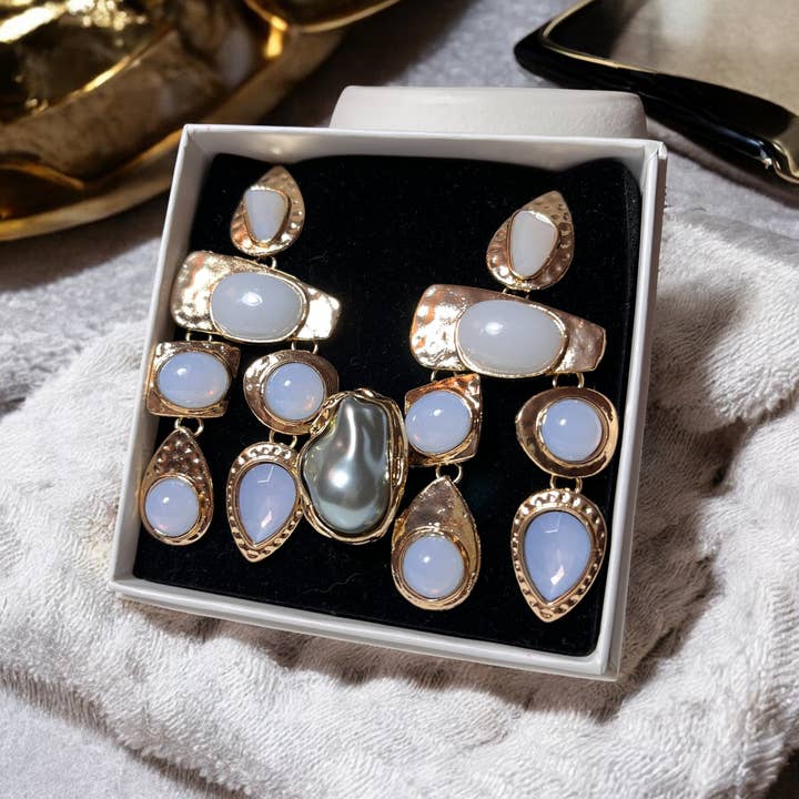 COFFRET CADEAU - Parure bijoux fantaisie - bague et boucles d'oreilles pour la vente par TOURMALYN