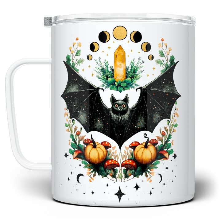 Mystic Bat Insulated Mug, Witchy Cottagecore Halloween Gift for wholesale by Loftipop