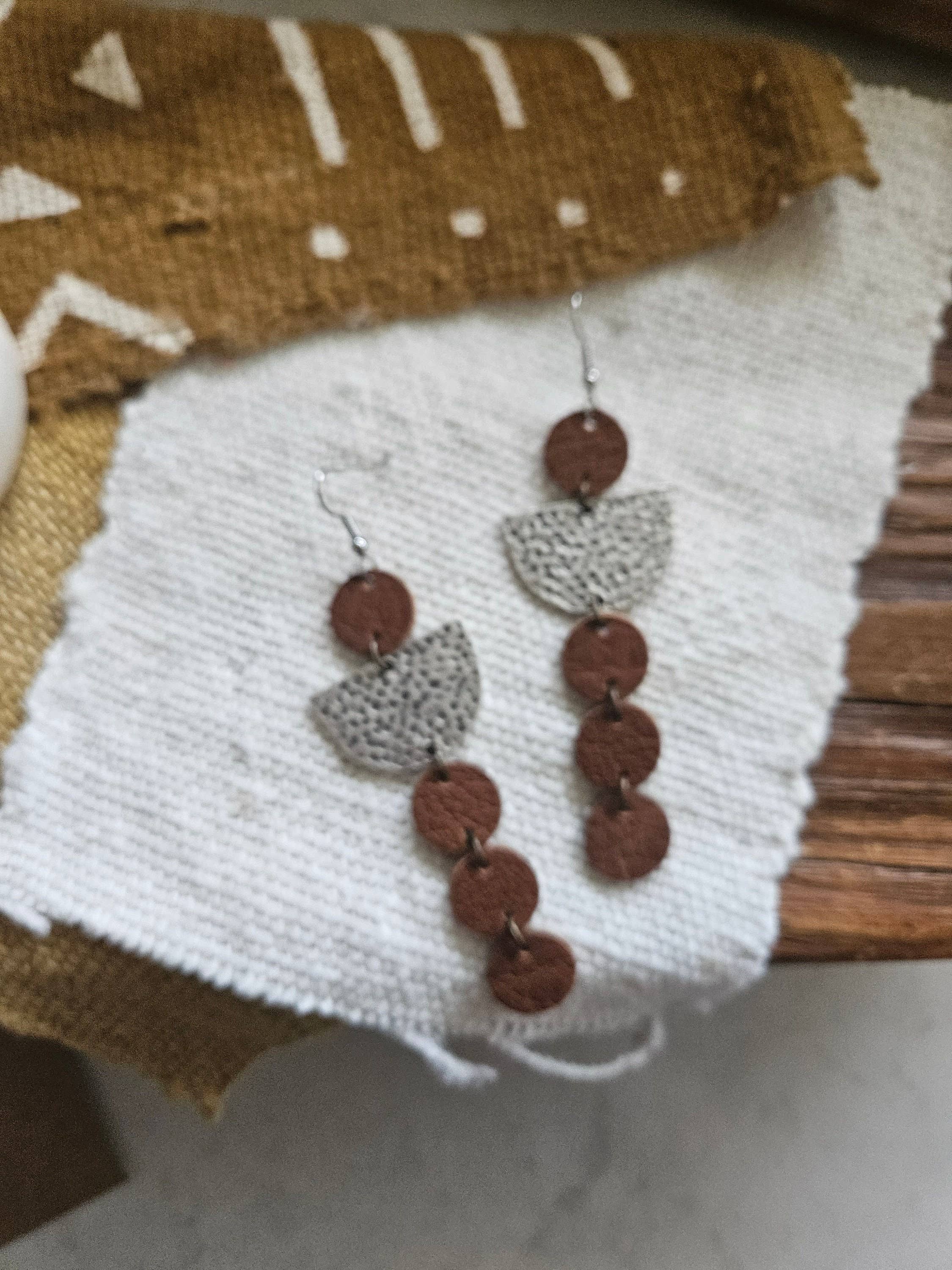 Native Leather Co - Wholesale Dangle Earrings - Genuine Leather Circle Drop Earrings - Silver Accent5