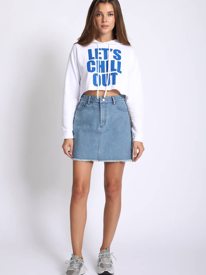 DENIM RAINBOW SIDE STRIPE SKIRT - OSS320-DNM for wholesale on Faire3