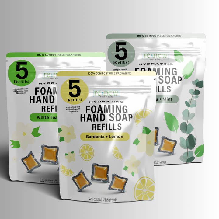Foaming Hand Soap Refills – Plastic-Free, Water-Soluble for wholesale by renew bath + body