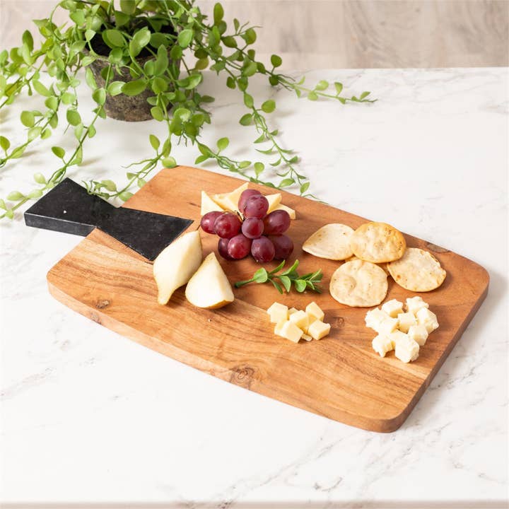 Audrey's Home & Gift - Vente Planche à découper - Planche à découper avec poignée en marbre noir (Paquet/04)1