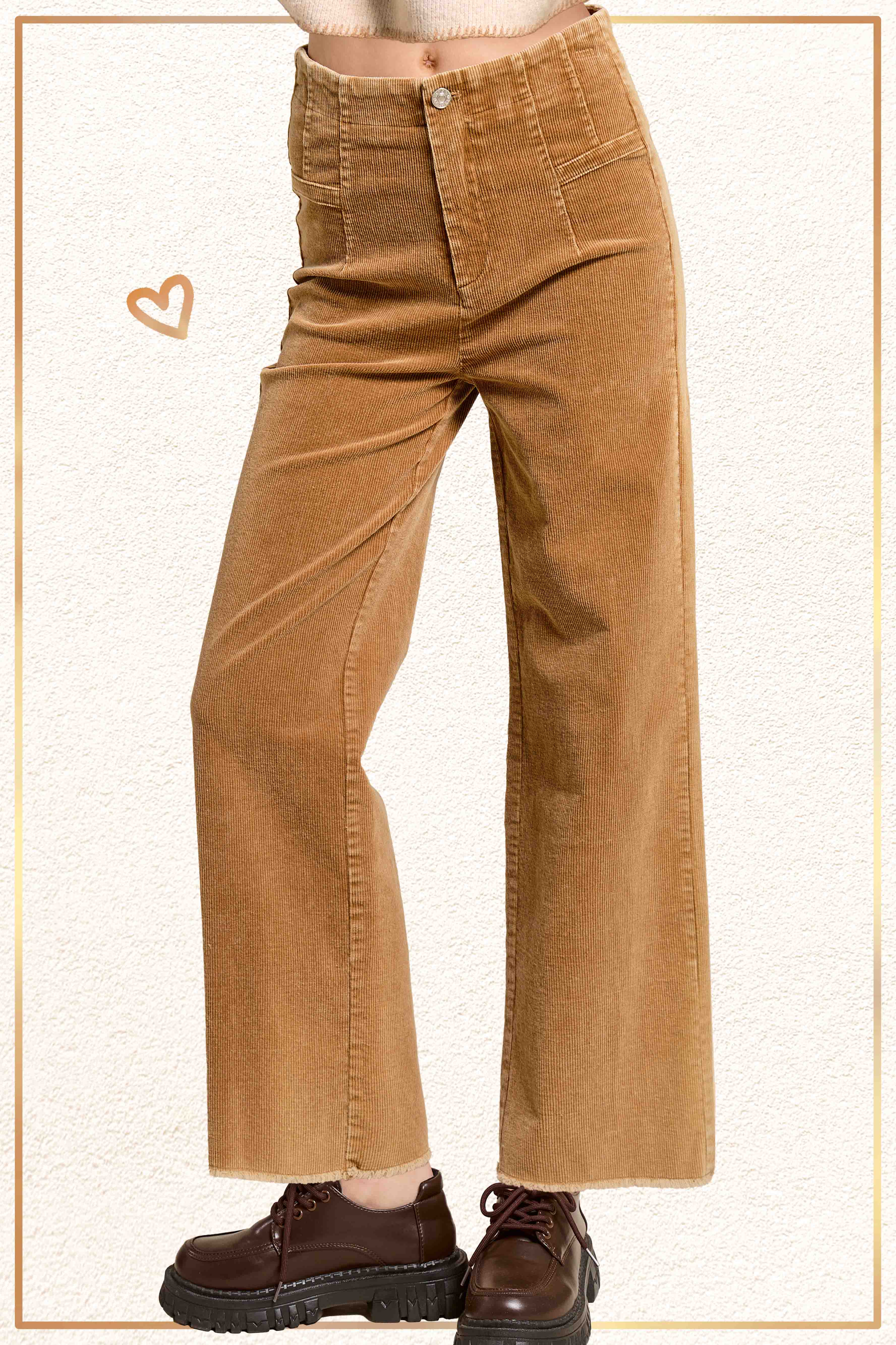 La Miel - Wholesale Pants - Women's - MCP4220-Mineral Washed High Waisted Wide Leg Corduroy Pants5