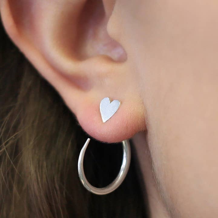 Silver Heart Hoop Ear Jacket for wholesale by Otis Jaxon London