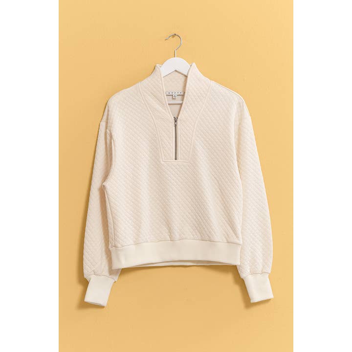 HYFVE - Wholesale Sweatshirt - Women's - HF25C418-Quilted Half Zip Pullover