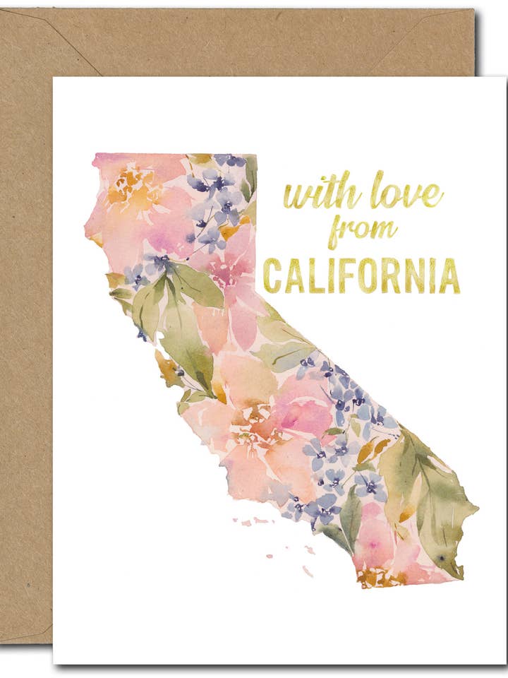 California Kærlighed lykønskningskort for engroshandel hos June Watercolor