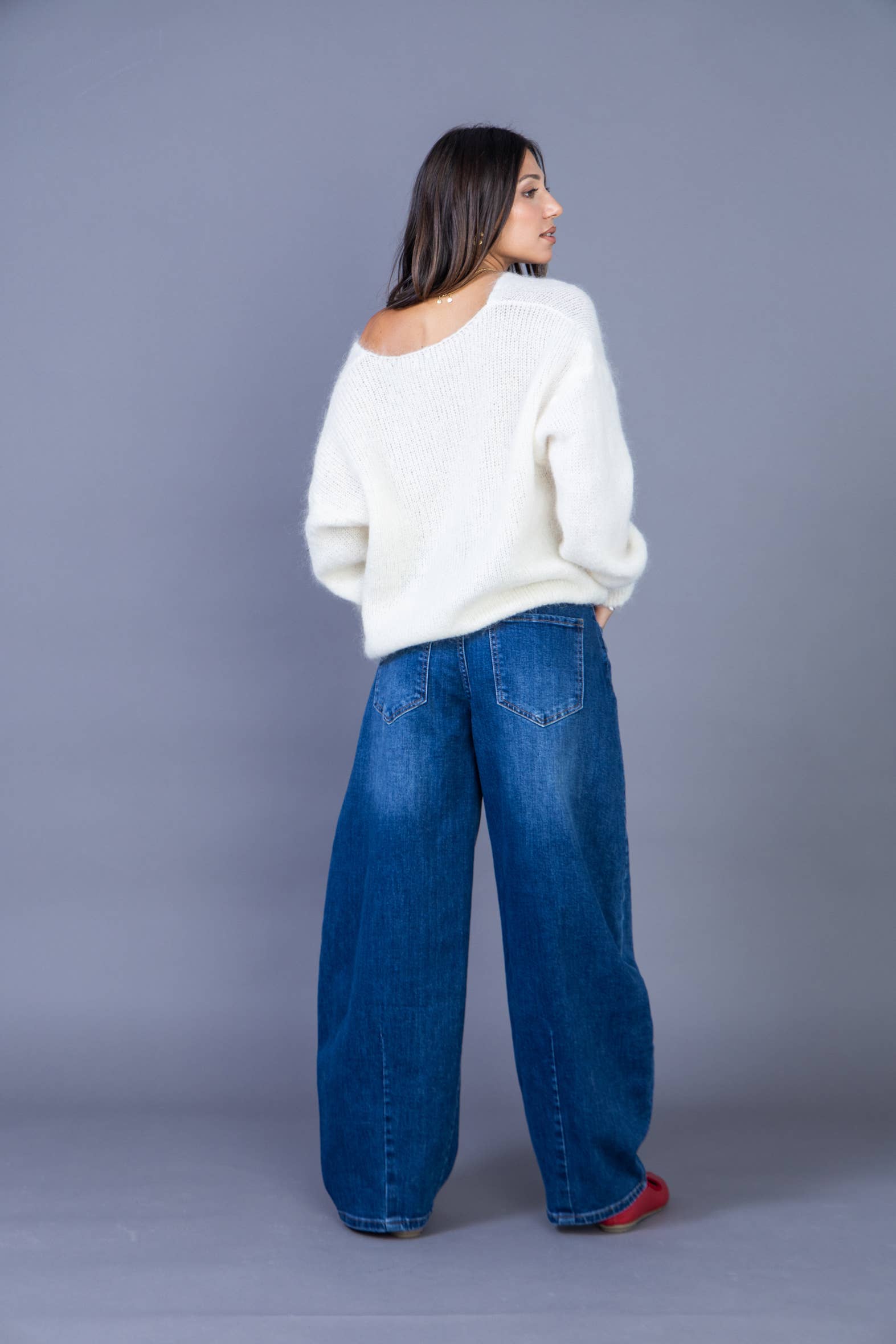 ANA & LUCY – calças de ganga - Mulher por atacado – Jean barril solto (Extra Balão) « Melina » - ANA & LUCY15